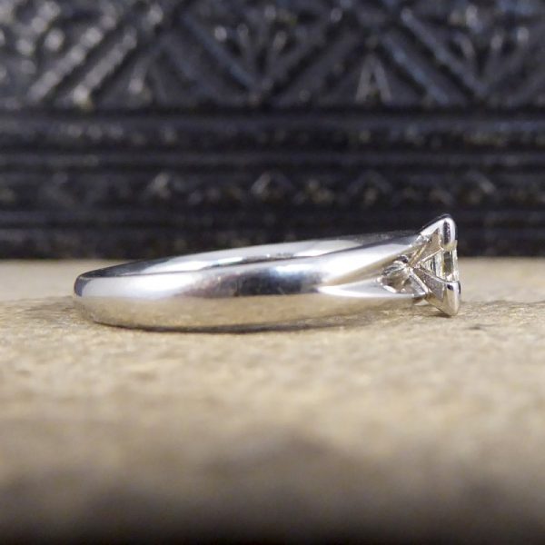 Contemporary Princess Cut 0.45ct Diamond Solitaire Platinum Ring