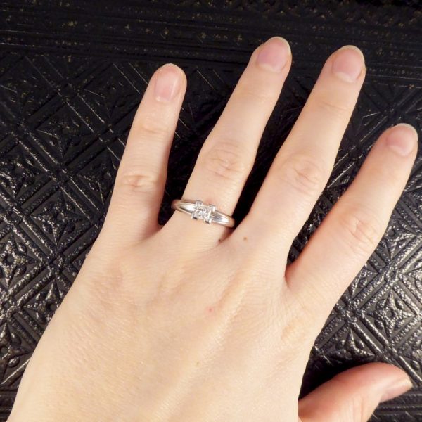 Contemporary Princess Cut 0.45ct Diamond Solitaire Platinum Ring