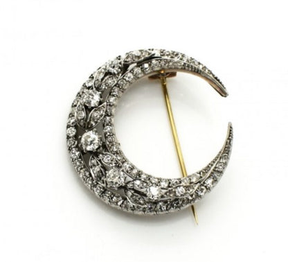 Antique diamond Crescent brooch