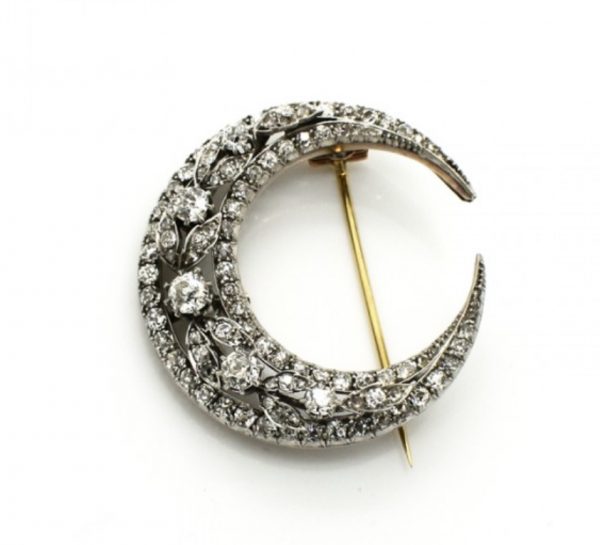 Antique diamond Crescent brooch