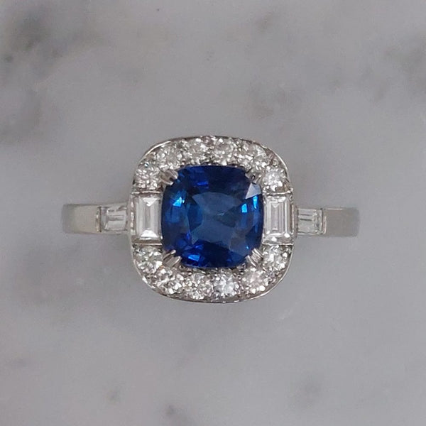 Cushion 1.40ct Sapphire and Diamond Cluster Ring