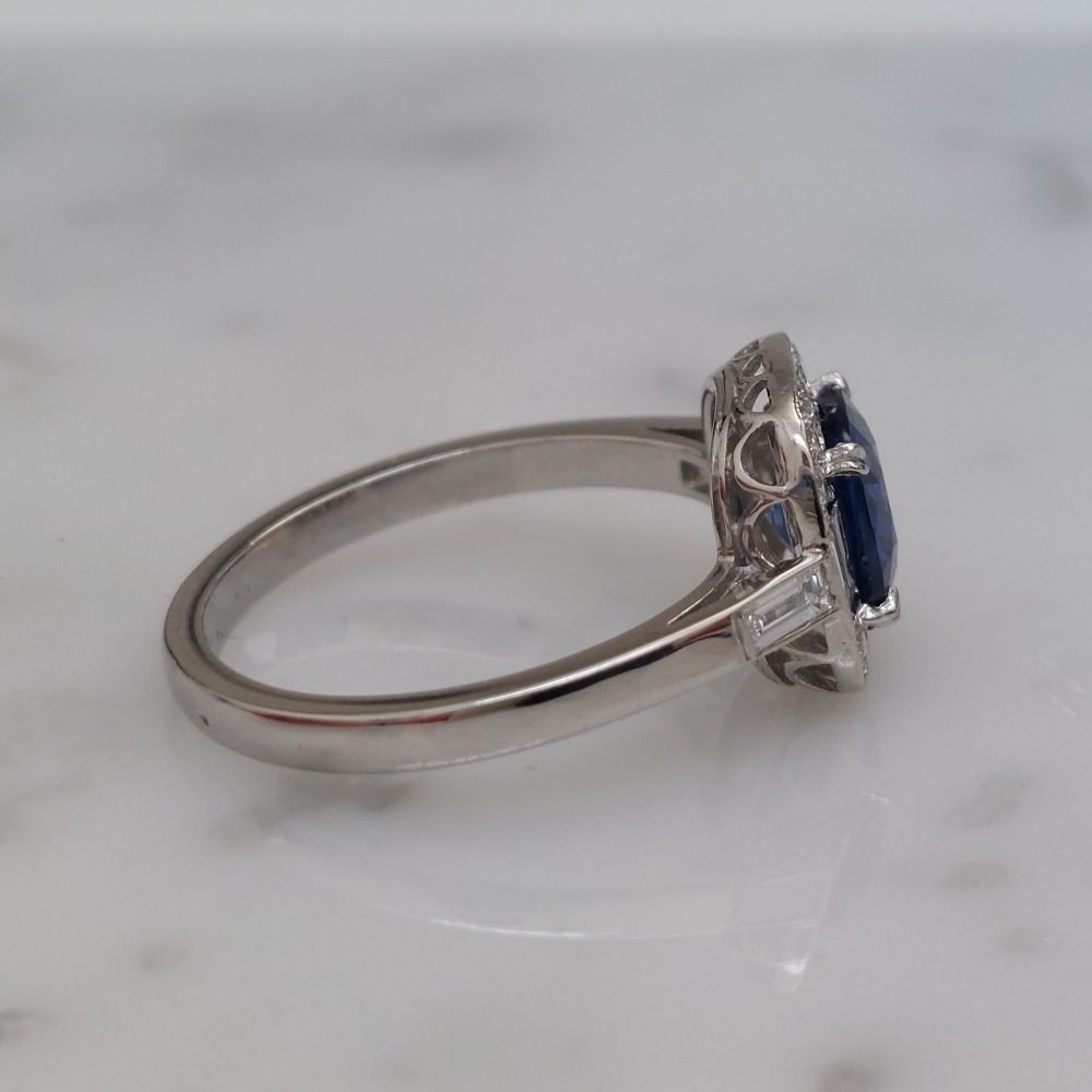 Cushion 1.40ct Sapphire and Diamond Cluster Ring