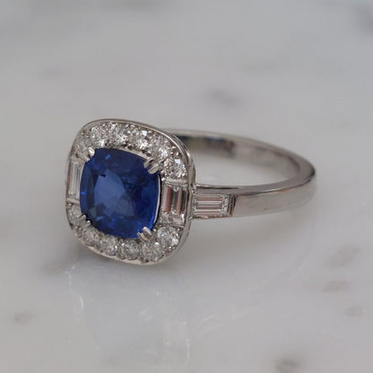 Cushion 1.40ct Sapphire and Diamond Cluster Ring