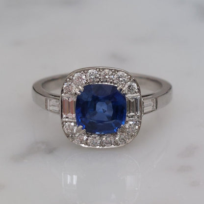 Cushion 1.40ct Sapphire and Diamond Cluster Ring