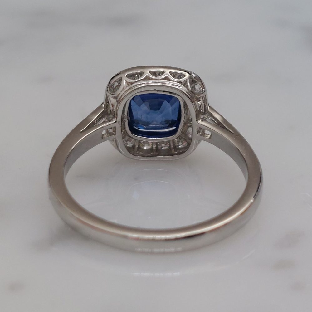 Cushion 1.40ct Sapphire and Diamond Cluster Ring