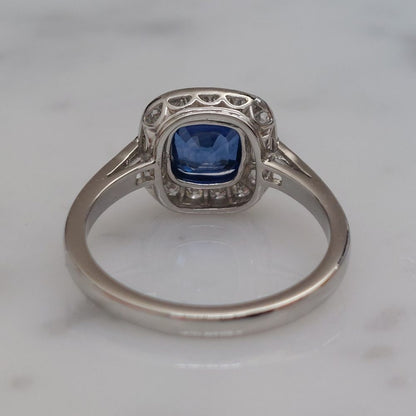 Cushion 1.40ct Sapphire and Diamond Cluster Ring