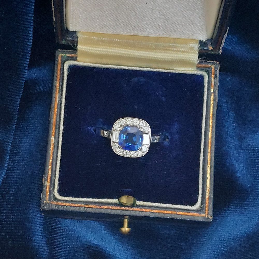 Cushion 1.40ct Sapphire and Diamond Cluster Ring