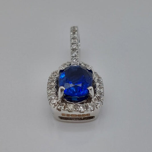 Cushion Shape 1.55ct Sapphire and Diamond Pendant