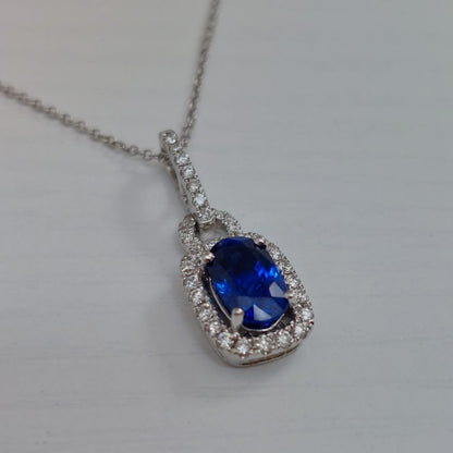Cushion Shape 1.55ct Sapphire and Diamond Pendant