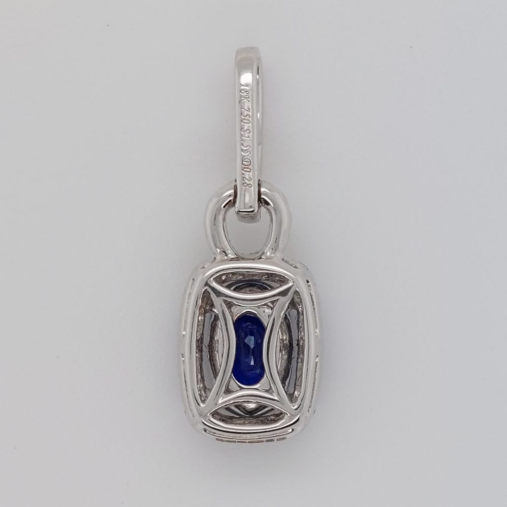 Cushion Shape 1.55ct Sapphire and Diamond Pendant