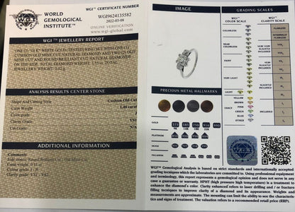 Vintage Cushion Cut Diamond Three Stone Engagement Ring with Certificate