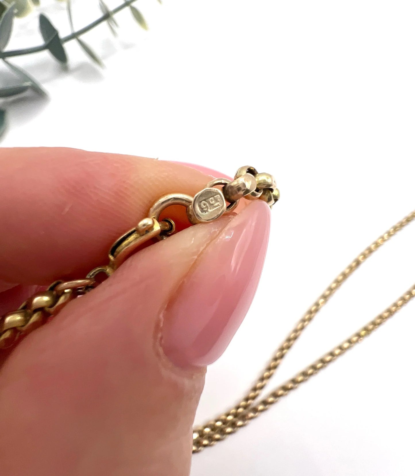Antique 9 ct Yellow Gold Belcher Chain - Edwardian Faceted Link Necklace
