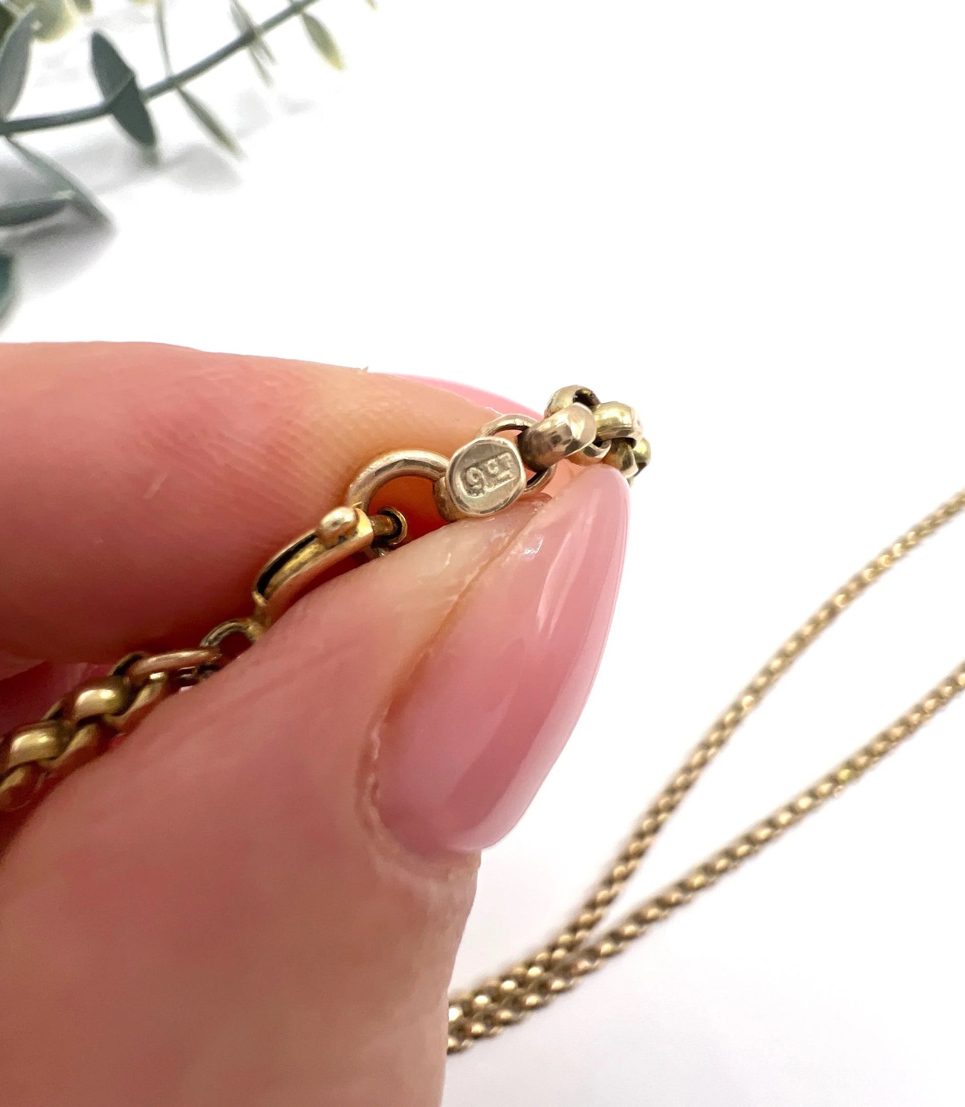 Antique 9 ct Yellow Gold Belcher Chain - Edwardian Faceted Link Necklace