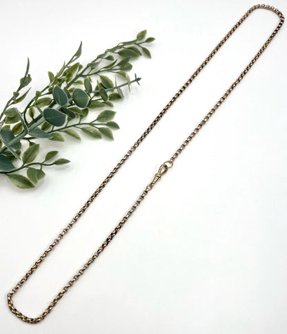 Antique 9 ct Rose Gold Edwardian Faceted Round Belcher Link Chain With Swivel Dog Clip