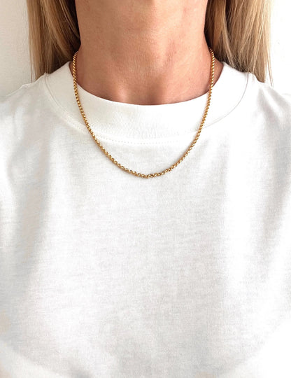 Georgian 18 Carat Gold Chain Textured Round Belcher Link Necklace, Circa 1825