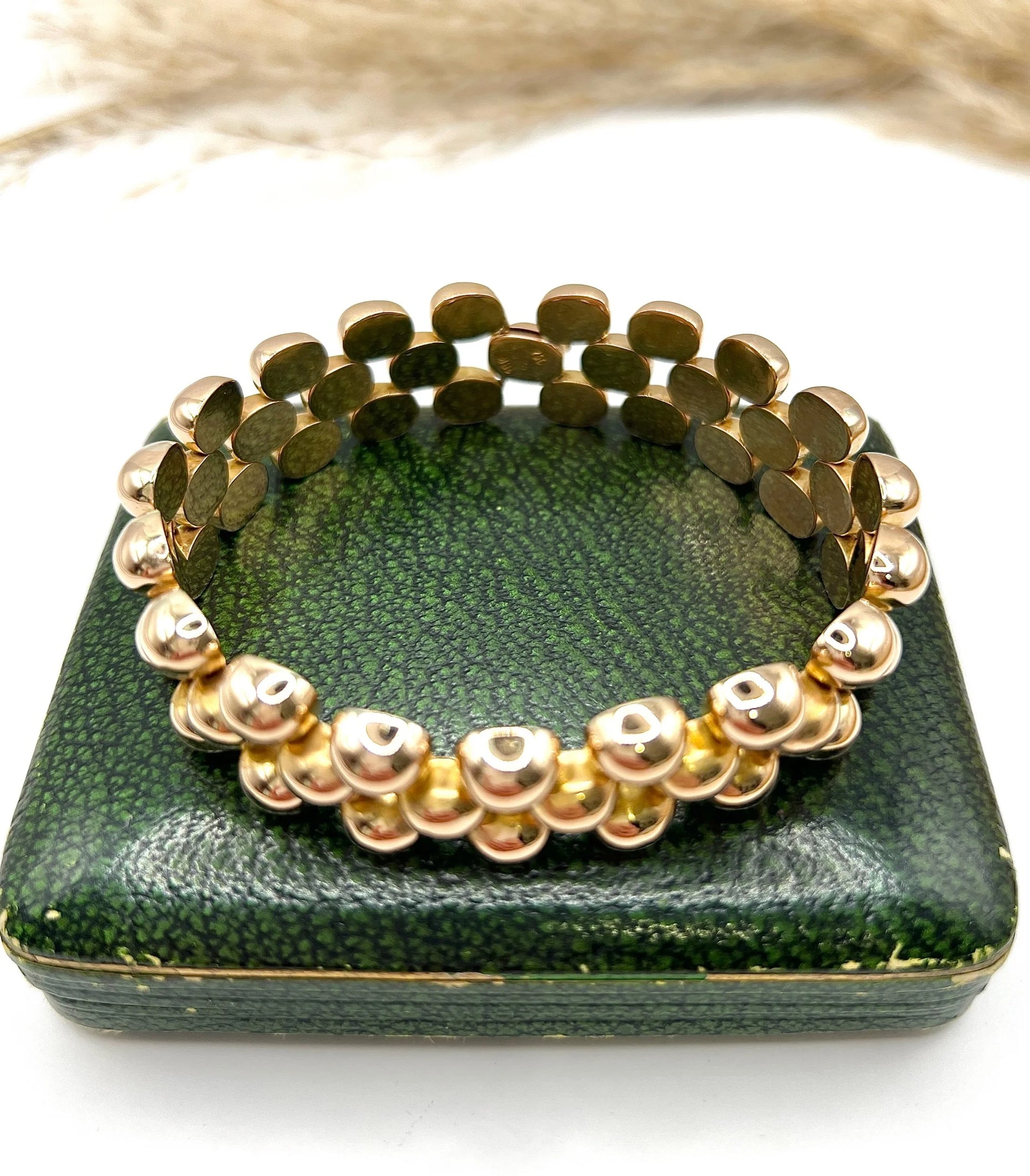 Vintage 18 Carat Yellow Gold Three Row Bubble Bracelet, Circa 1980