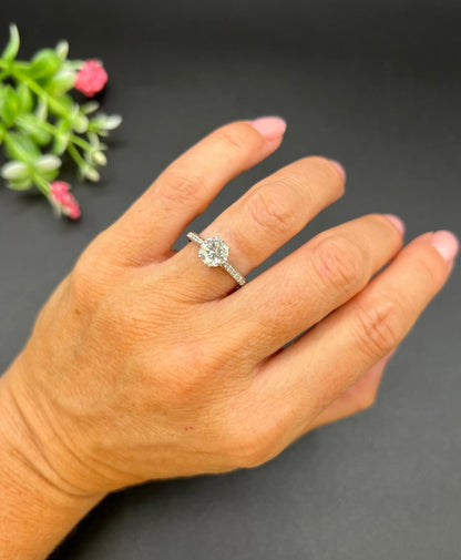 Antique 1.38 Carat Diamond Single Stone Set in New Platinum Mount