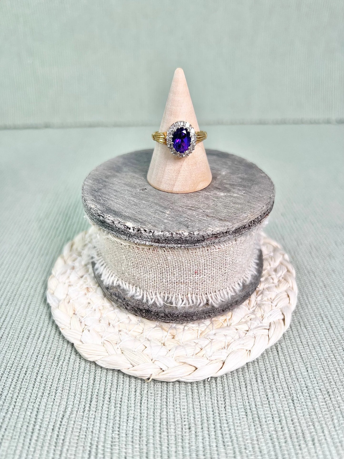 Vintage 18 Carat Gold 1970’s Amethyst And Diamond Cluster Ring
