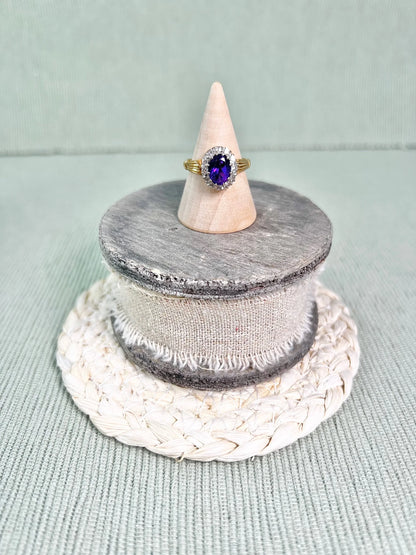 Vintage 18 Carat Gold 1970’s Amethyst And Diamond Cluster Ring