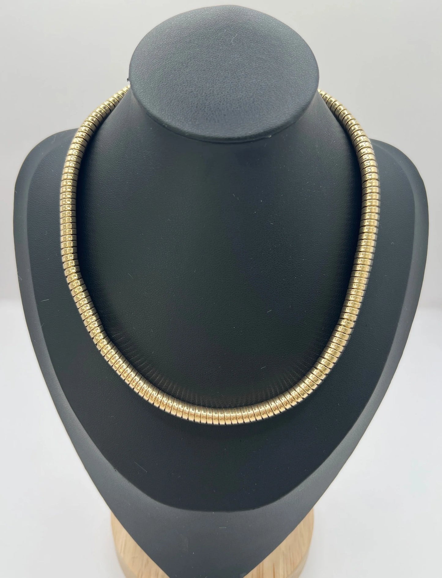 Vintage 9ct Yellow Gold Tubogas Collar Necklace, Hallmarked London 1947