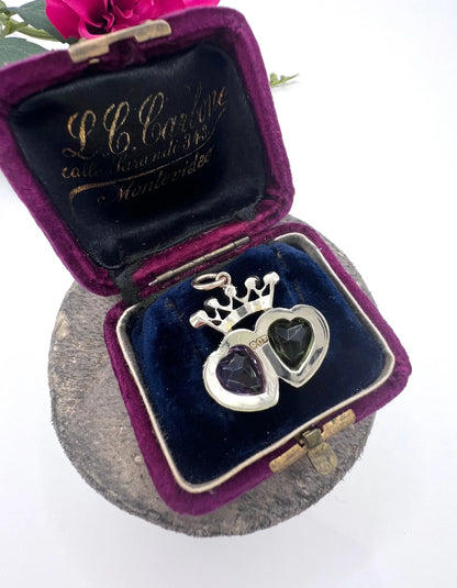 Antique 9 Carat Gold Suffragette Crowned Sweetheart Pendant, Circa 1910