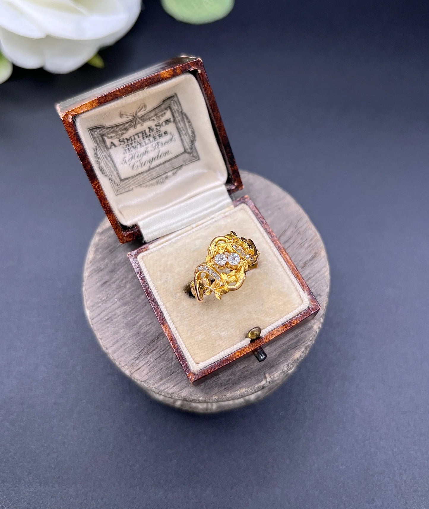 Antique 18ct Yellow Gold, Art Nouveau Diamond Snake Ring