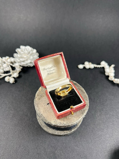 Vintage French 18 Carat Yellow Gold Princess Cut Diamond Single Stone Ring, Circa 1980