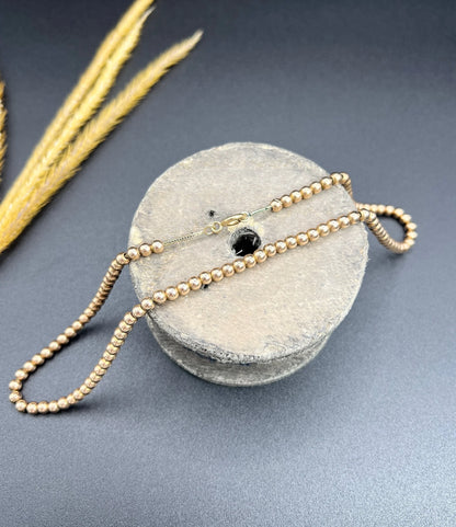 Edwardian 9 Carat Rose Gold Marseille Gold Ball Necklace, Circa 1910