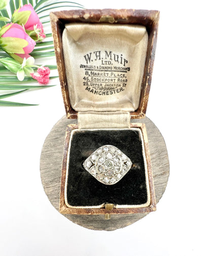 Victorian 18 Carat Gold and Silver Rose Cut Diamond Dome Shaped Ring, Circa 1870