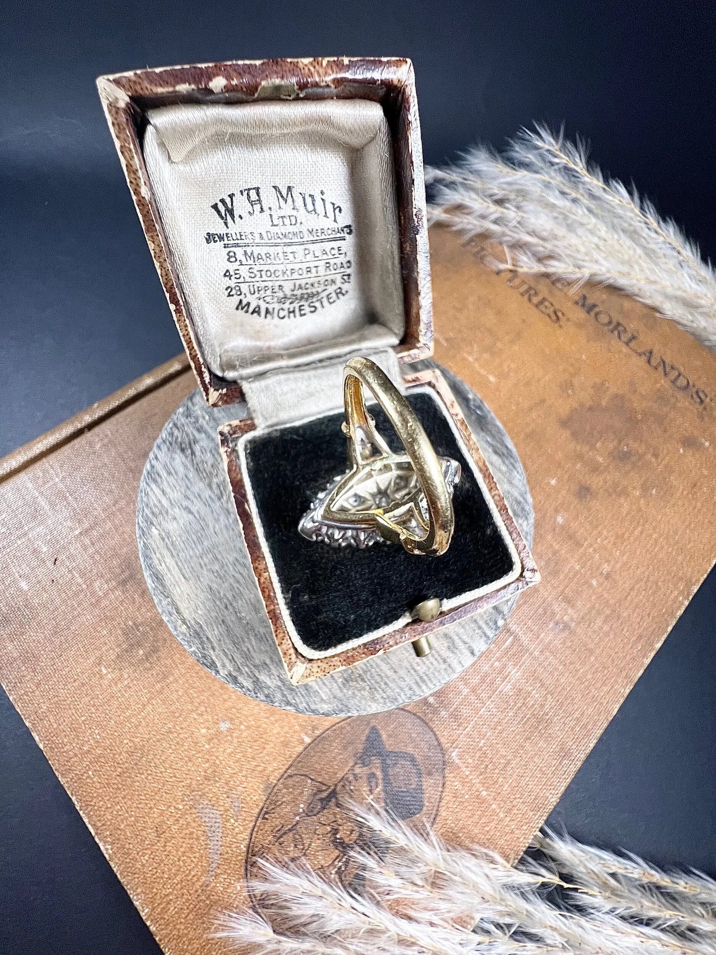 Vintage French 1940s Diamond Marquise Navette Cluster Ring