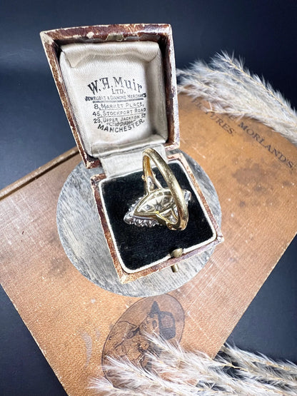 Vintage French 1940s Diamond Marquise Navette Cluster Ring