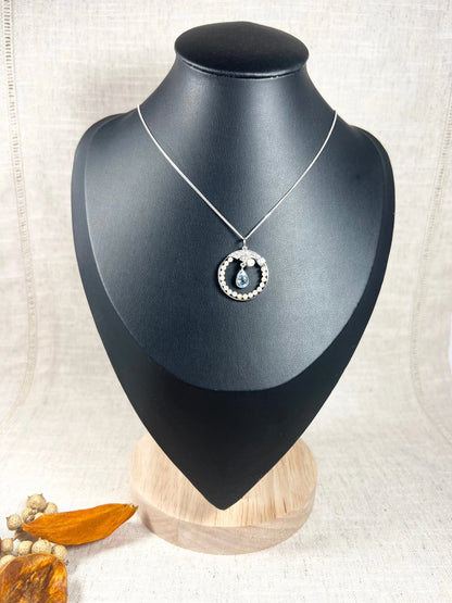 Antique 14 Carat Gold And Platinum 1920's Aquamarine, Pearl, And Diamond Pendant