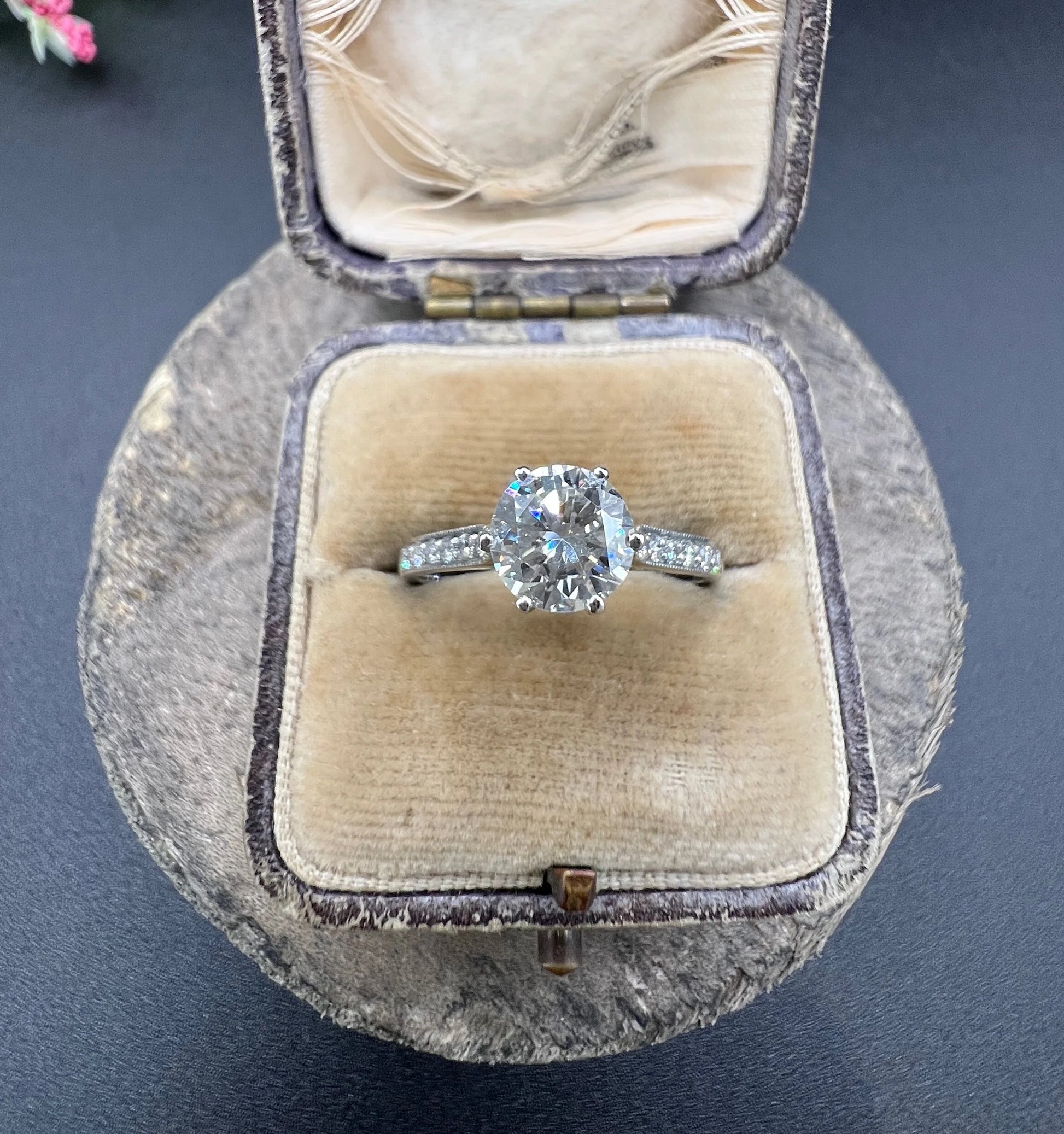 Antique 1.38 Carat Diamond Single Stone Set in New Platinum Mount