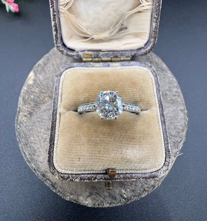 Antique 1.38 Carat Diamond Single Stone Set in New Platinum Mount