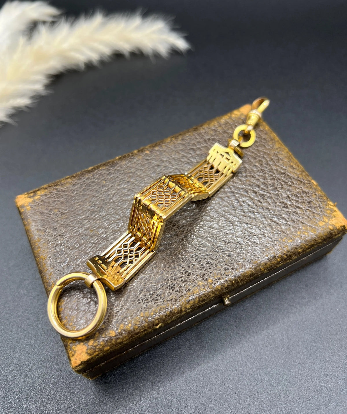 Antique 9 Carat Yellow Gold Gate Link Chain Extender Pendant, Circa 1900