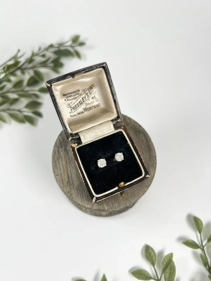 Vintage 1.02ct Diamond Solitaire Stud Earrings