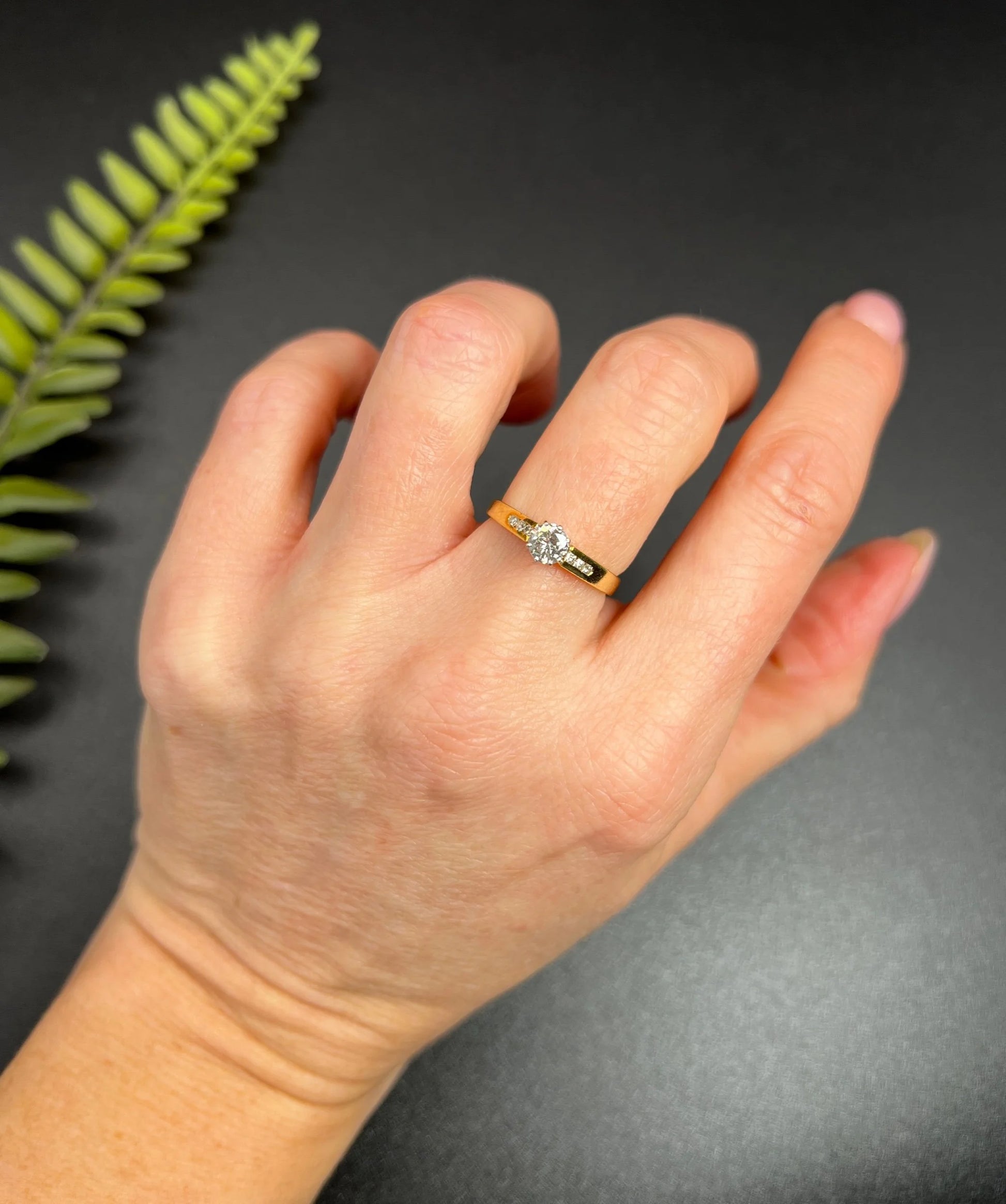 Vintage 18 ct White And Yellow Gold Solitaire Diamond Engagement Ring