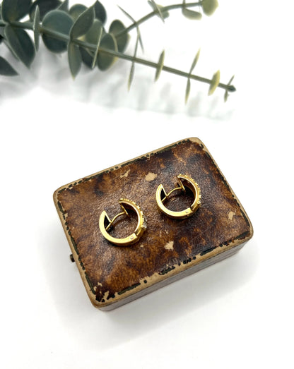 Vintage 18 Carat Yellow Gold Diamond Huggies Hoop Earrings, Circa 2000