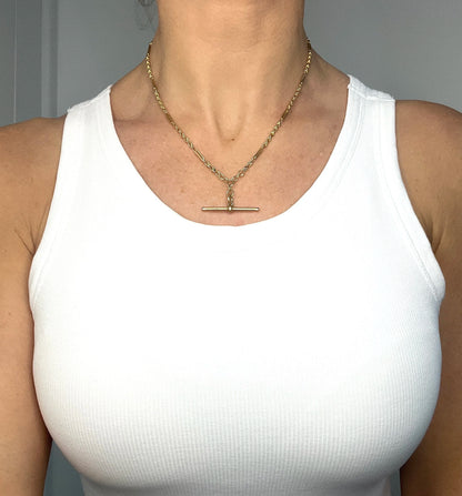 Antique 18 Carat Yellow Gold Albert Chain Fancy Paperclip Knot Link Necklace