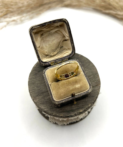 Edwardian Antique Amethyst Peridot and Diamond Carved Suffragette Ring