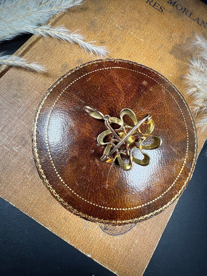 Antique 15ct Gold Edwardian Pearl & Turquoise Flower Pendant