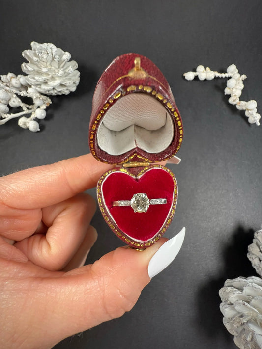 Antique Platinum 1920's Diamond Engagement Ring With Diamond Shoulders