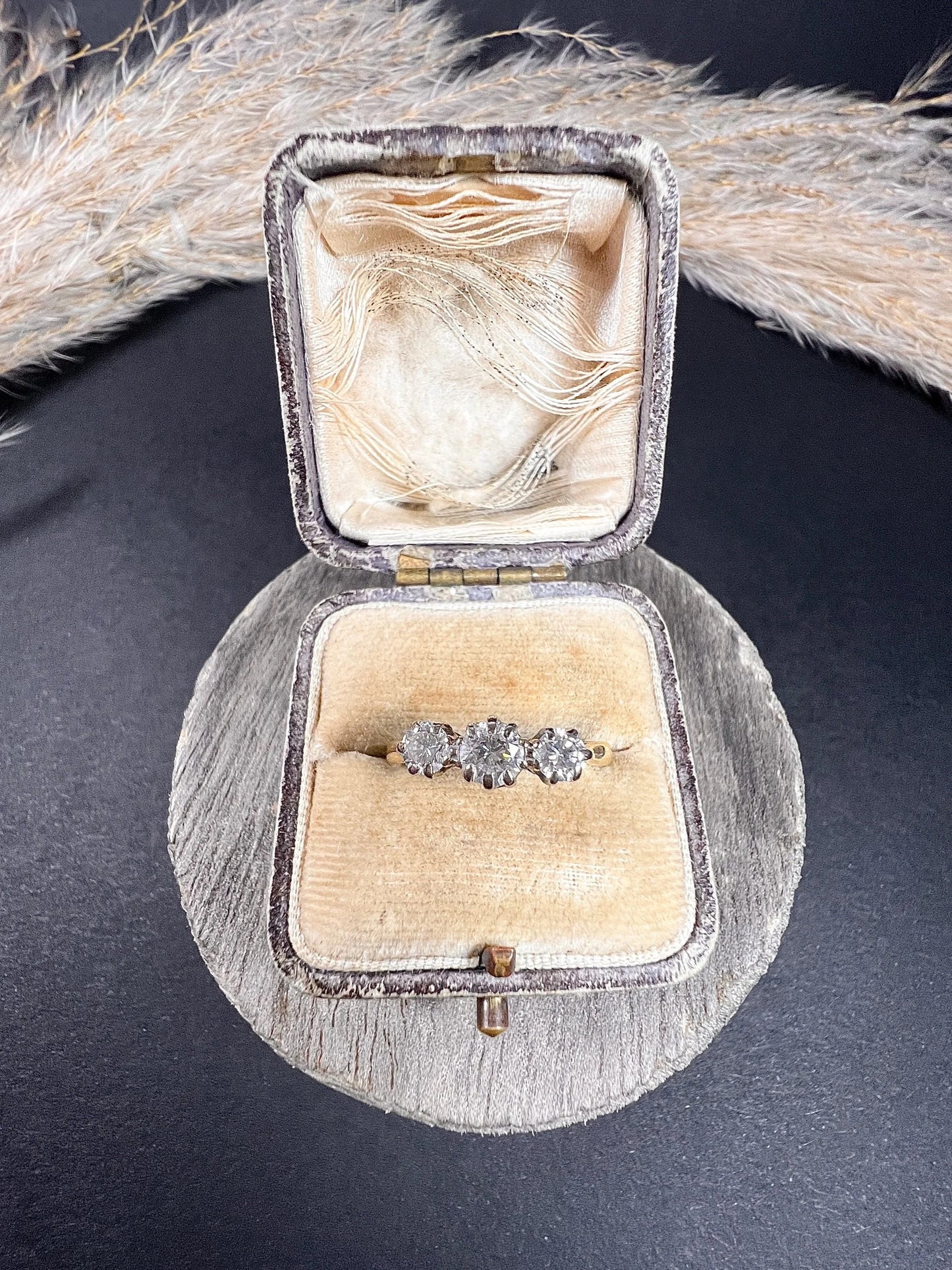 Preloved 18 ct Yellow Gold, 3 Stone Diamond Engagement Ring