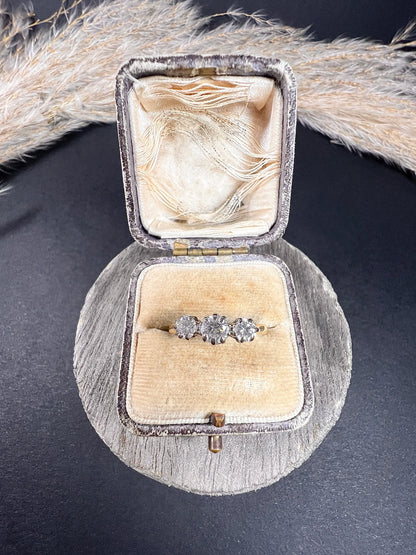 Preloved 18 ct Yellow Gold, 3 Stone Diamond Engagement Ring