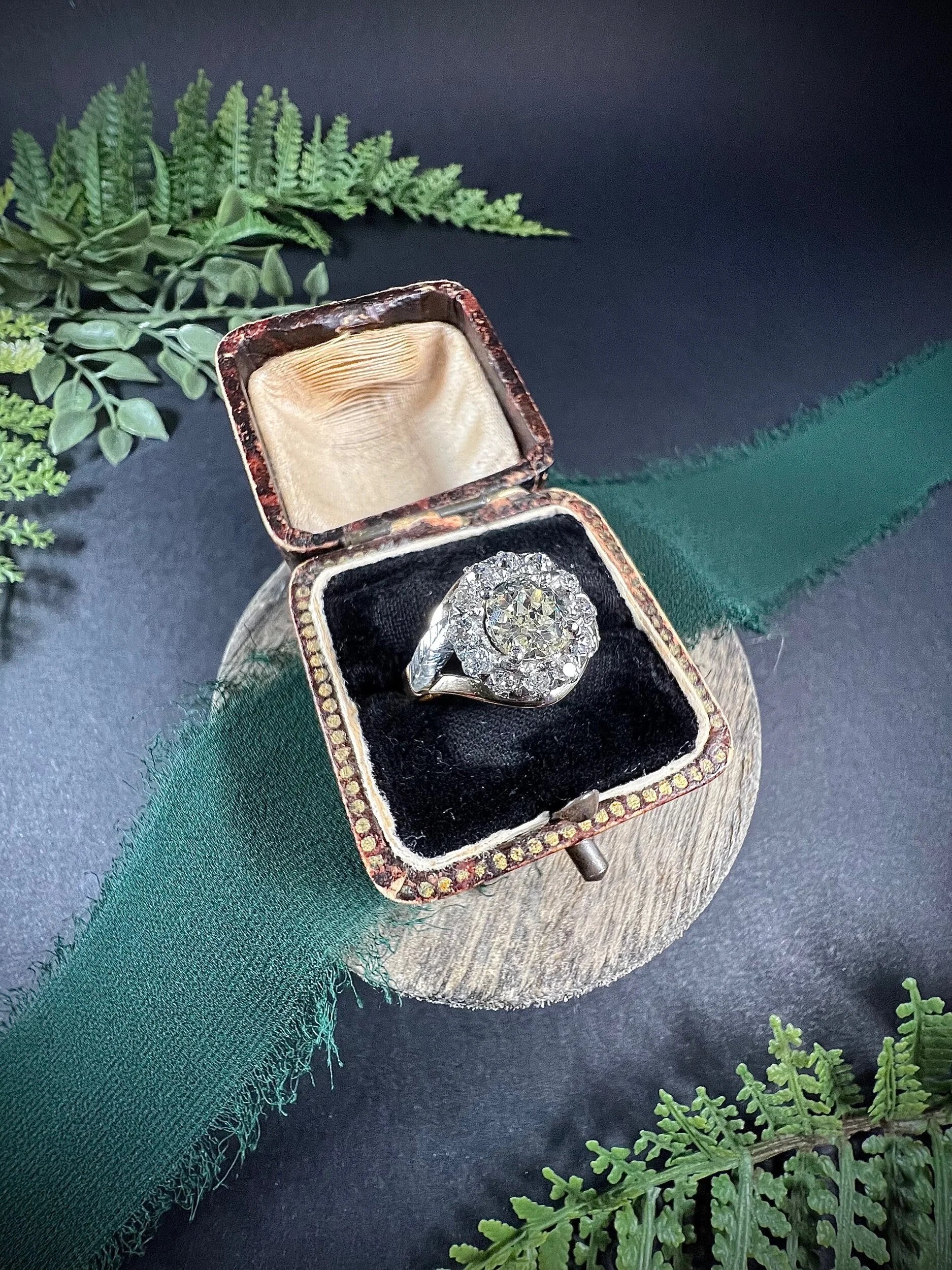 Victorian 14 Carat Two Colour Gold Diamond Cluster Ring, Circa 1890