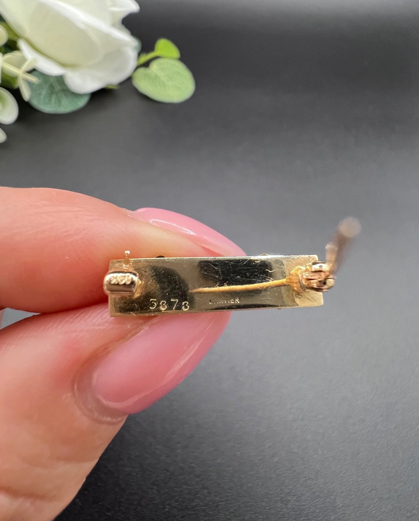 Antique 14 ct Gold, 1920's Cartier Turquoise Enamel Forget Me Not Collar Pins