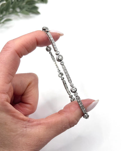 Antique Art Deco Platinum Diamond Target Bracelet, 3.00 Carats, Circa 1920