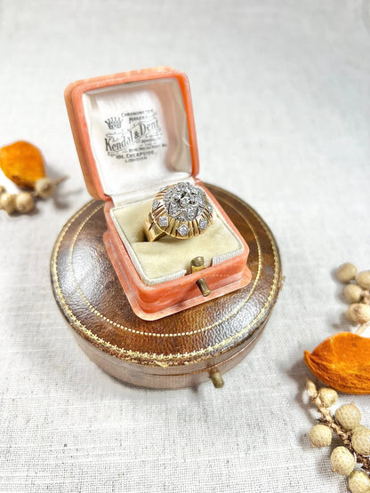 Vintage 1960's 18 Carat Gold, Tiered Dome Shaped, Diamond Cocktail Ring