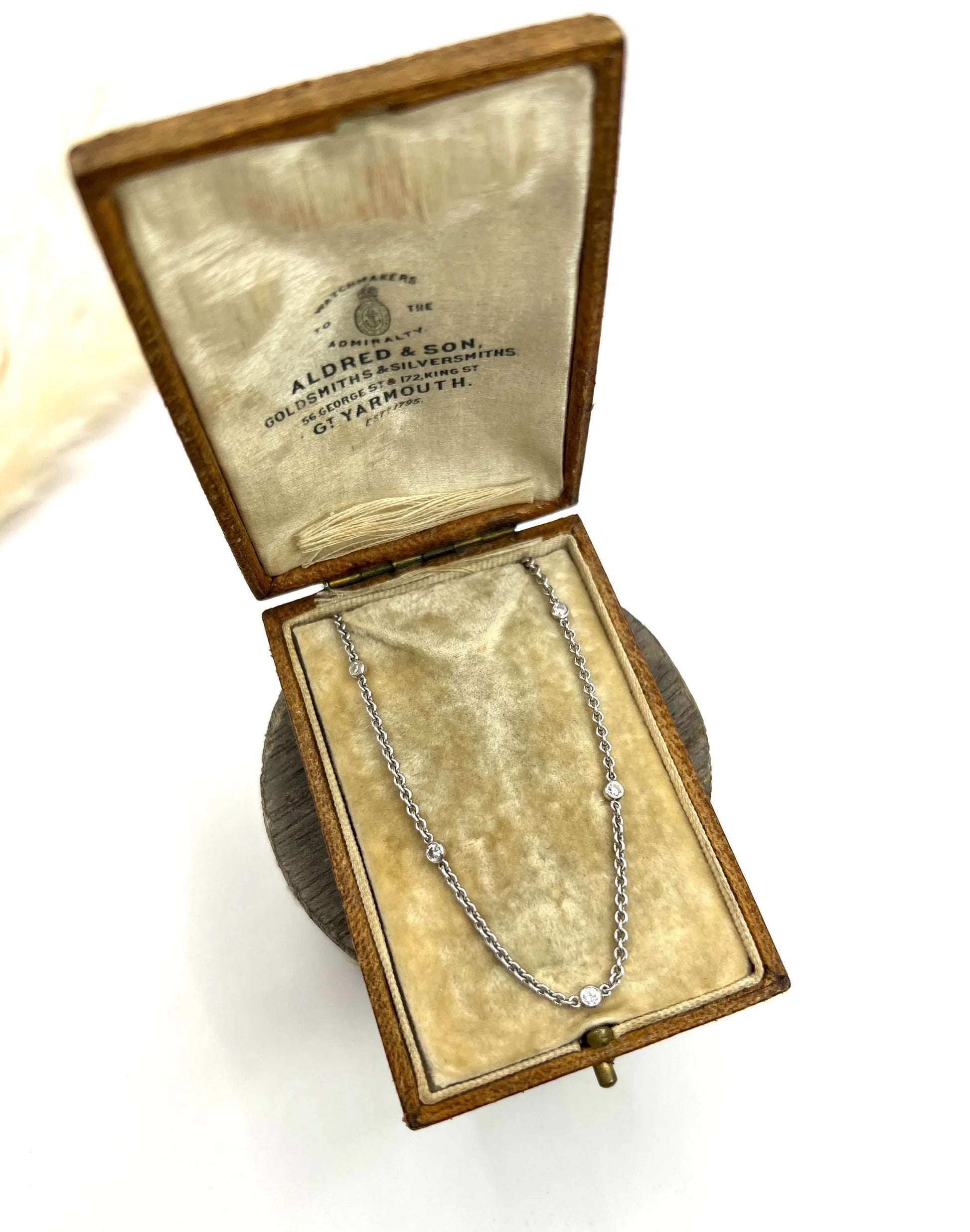 Vintage 18 ct White Gold Diamond Set Trace Link Chain With Lobster Clasp
