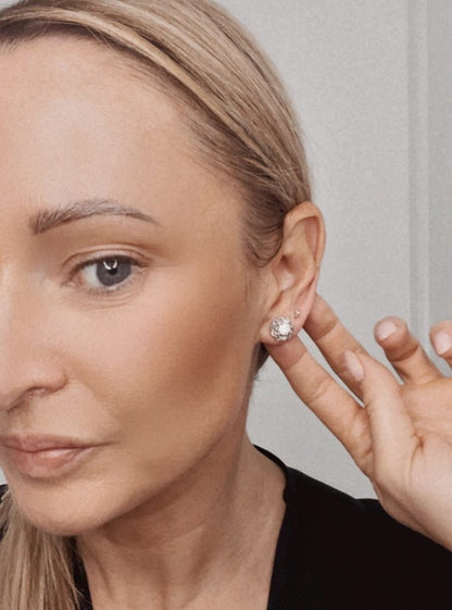 Art Deco Diamond Solitaire Cluster Changeable Stud Earrings